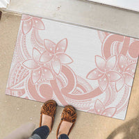 Polynesian Tribal Plumeria Lotu Tamaiti Rubber Doormat Pastel Blush - Polynesian Pride