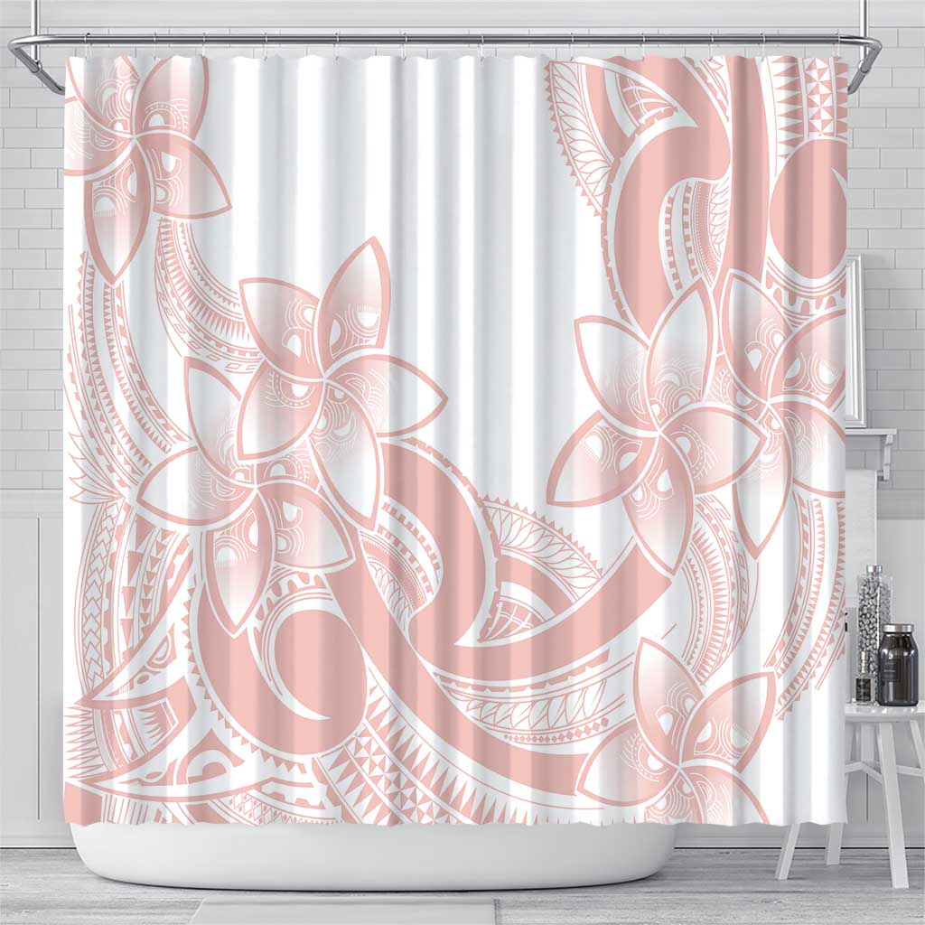 Polynesian Tribal Plumeria Lotu Tamaiti Shower Curtain Pastel Blush - Polynesian Pride