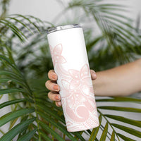 Polynesian Tribal Plumeria Lotu Tamaiti Skinny Tumbler Pastel Blush - Polynesian Pride