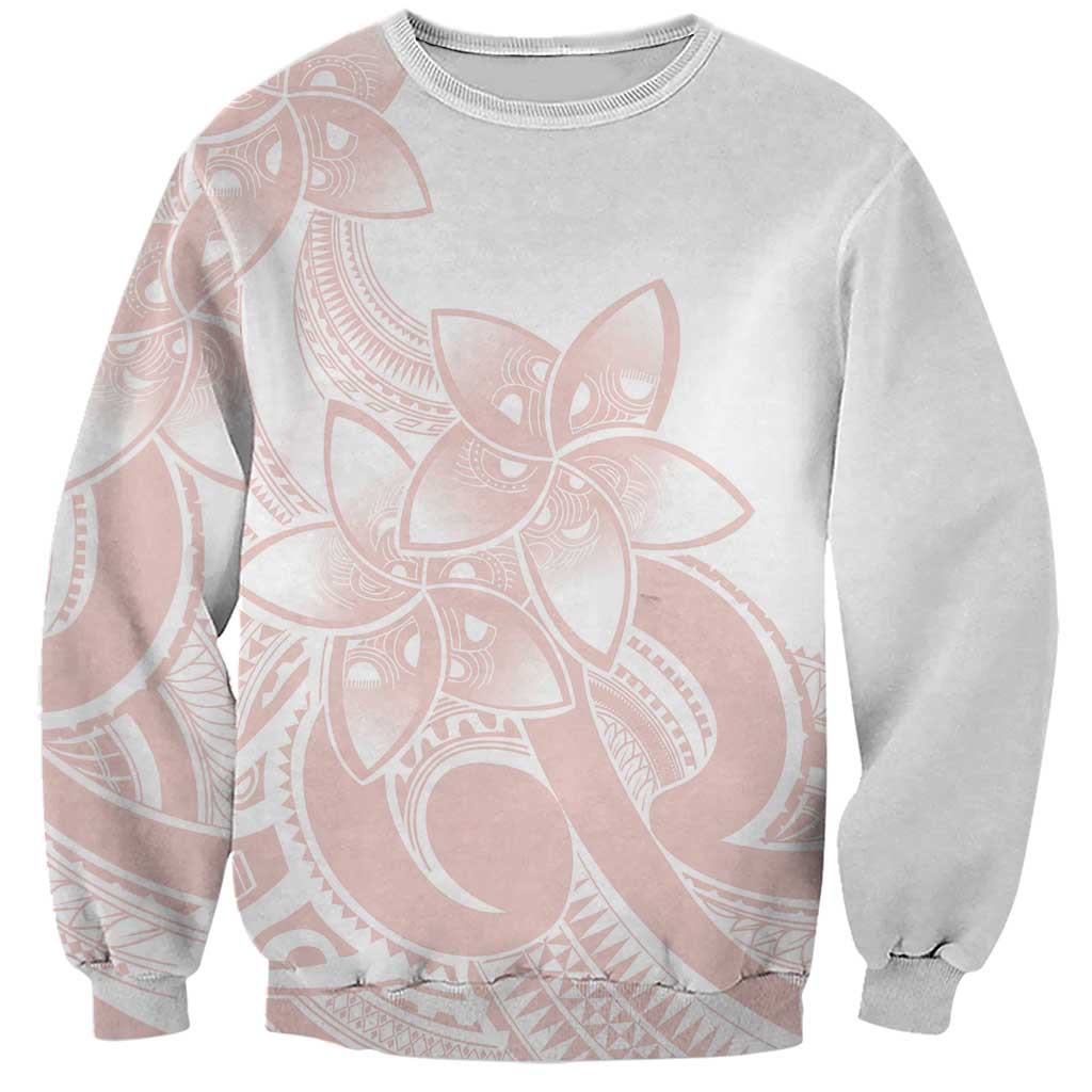 Polynesian Tribal Plumeria Lotu Tamaiti Sweatshirt Pastel Blush - Polynesian Pride