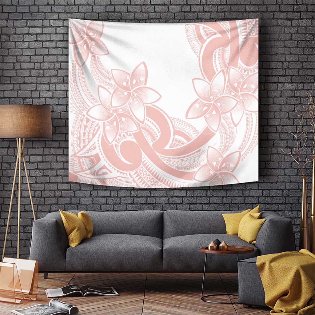 Polynesian Tribal Plumeria Lotu Tamaiti Tapestry Pastel Blush - Polynesian Pride