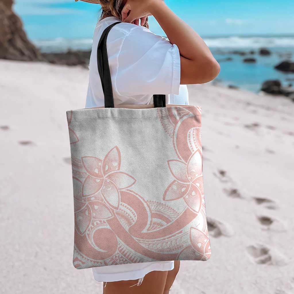 Polynesian Tribal Plumeria Lotu Tamaiti Tote Bag Pastel Blush - Polynesian Pride
