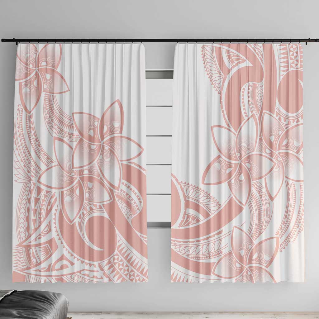 Polynesian Tribal Plumeria Lotu Tamaiti Window Curtain Pastel Blush - Polynesian Pride