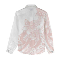 Polynesian Tribal Plumeria Lotu Tamaiti Women Casual Shirt Pastel Blush - Polynesian Pride