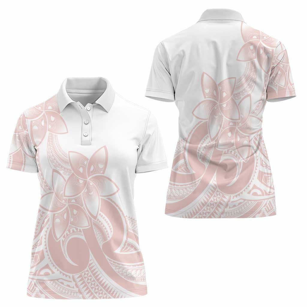 Polynesian Tribal Plumeria Lotu Tamaiti Women Polo Shirt Pastel Blush - Polynesian Pride