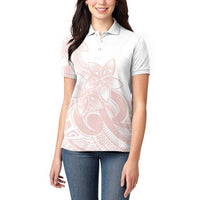 Polynesian Tribal Plumeria Lotu Tamaiti Women Polo Shirt Pastel Blush - Polynesian Pride