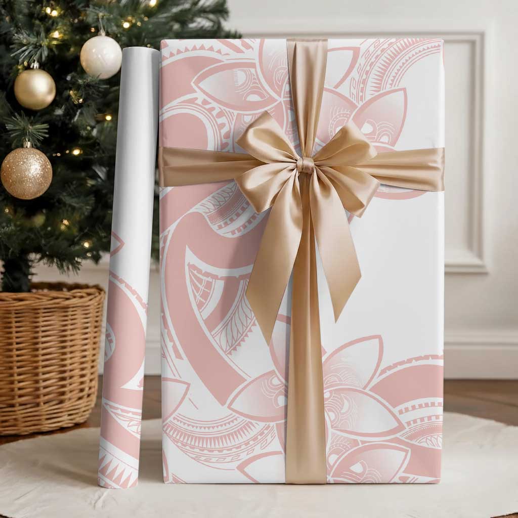 Polynesian Tribal Plumeria Lotu Tamaiti Wrapping Paper Pastel Blush - Polynesian Pride