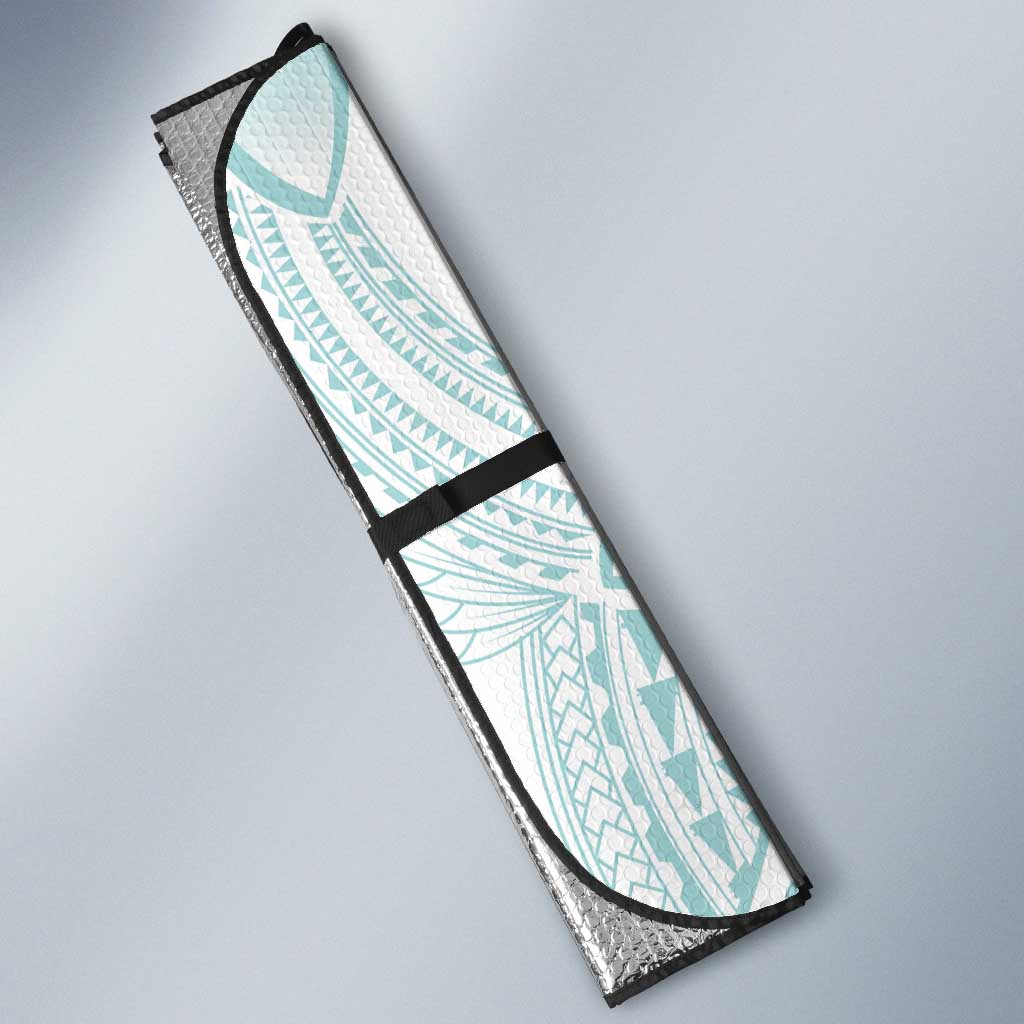 Polynesian Tribal Plumeria Lotu Tamaiti Auto Sun Shade Pastel Cyan - Polynesian Pride