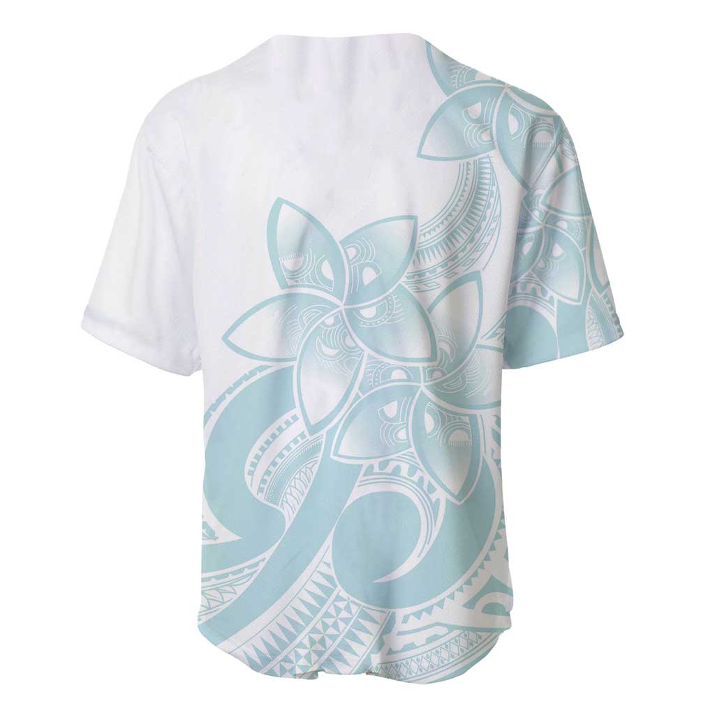 Polynesian Tribal Plumeria Lotu Tamaiti Baseball Jersey Pastel Cyan - Polynesian Pride