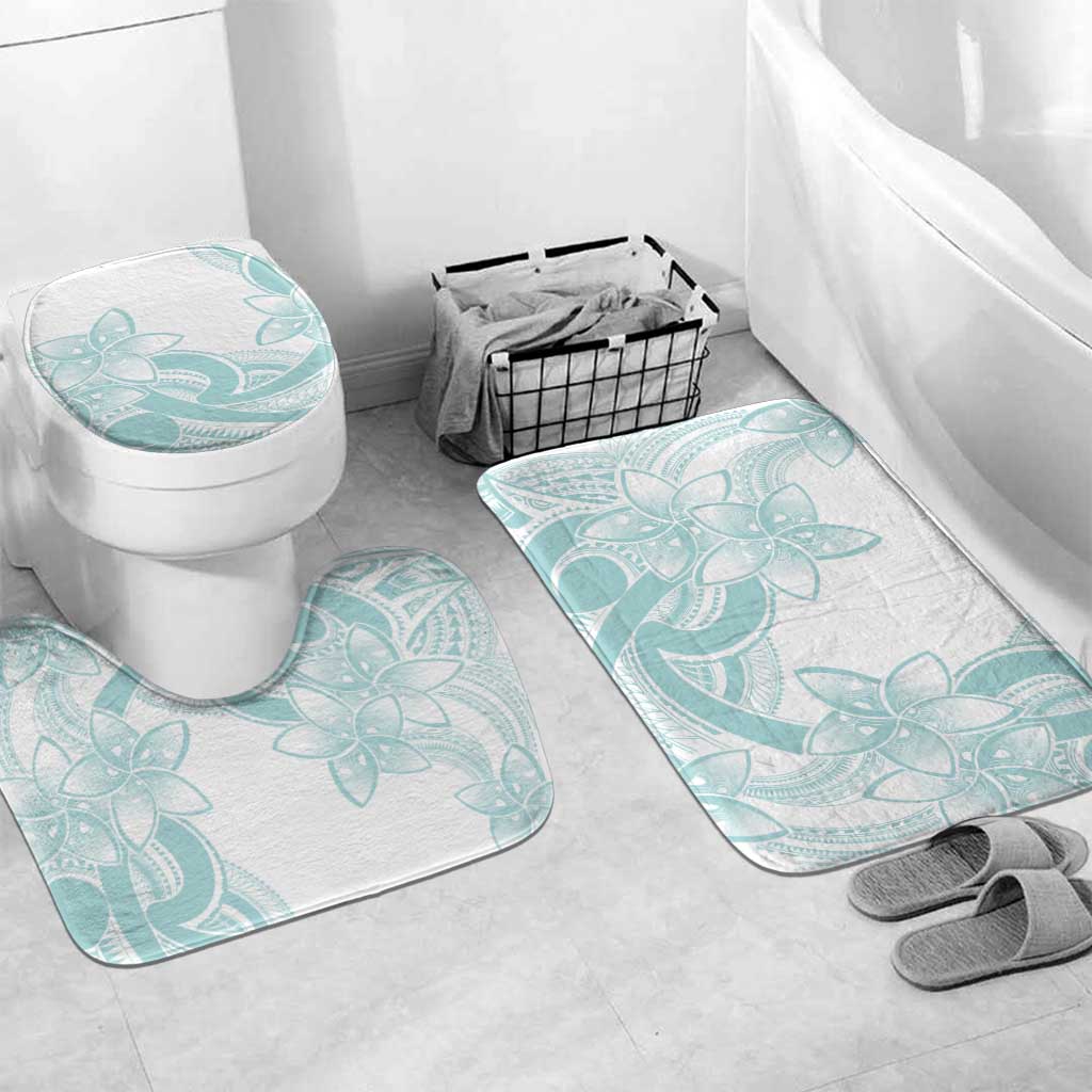 Polynesian Tribal Plumeria Lotu Tamaiti Bathroom Set Pastel Cyan - Polynesian Pride