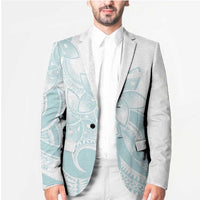 Polynesian Tribal Plumeria Lotu Tamaiti Blazer Pastel Cyan - Polynesian Pride