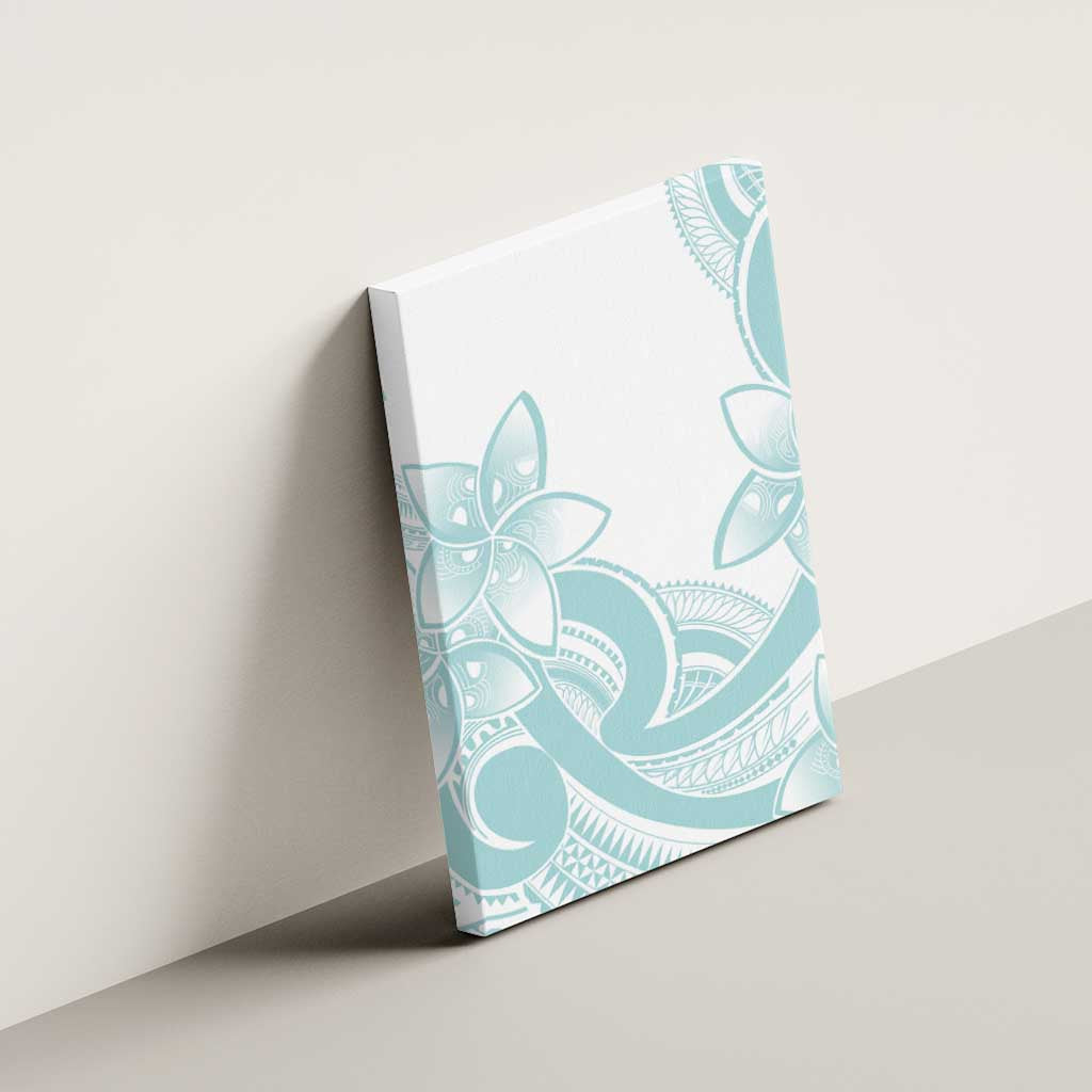 Polynesian Tribal Plumeria Lotu Tamaiti Canvas Wall Art Pastel Cyan - Polynesian Pride