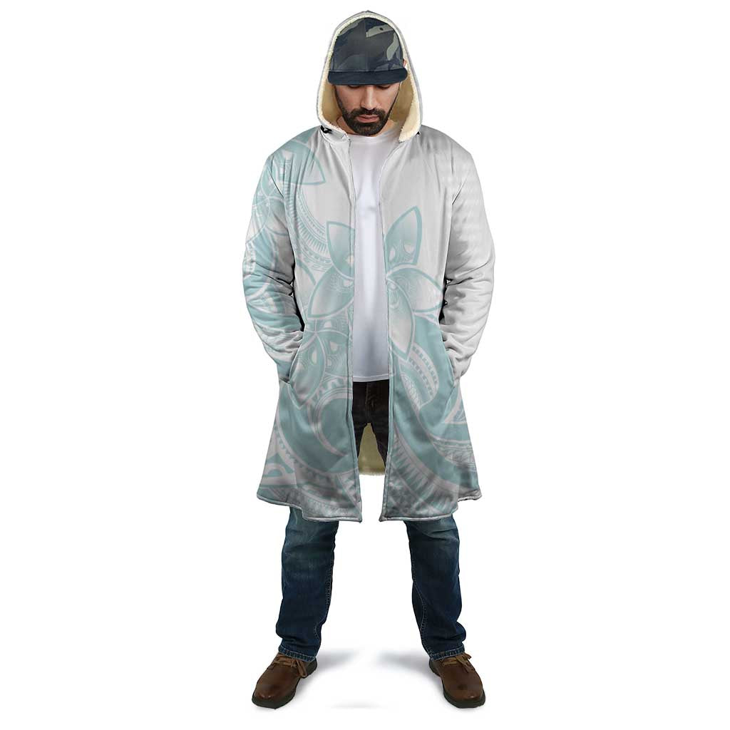 Polynesian Tribal Plumeria Lotu Tamaiti Cloak Pastel Cyan - Polynesian Pride