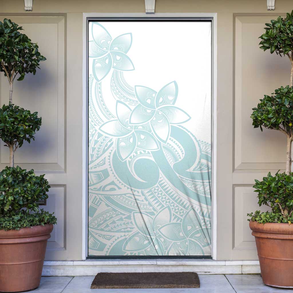 Polynesian Tribal Plumeria Lotu Tamaiti Door Cover Pastel Cyan - Polynesian Pride
