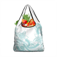 Polynesian Tribal Plumeria Lotu Tamaiti Grocery Bag Pastel Cyan - Polynesian Pride