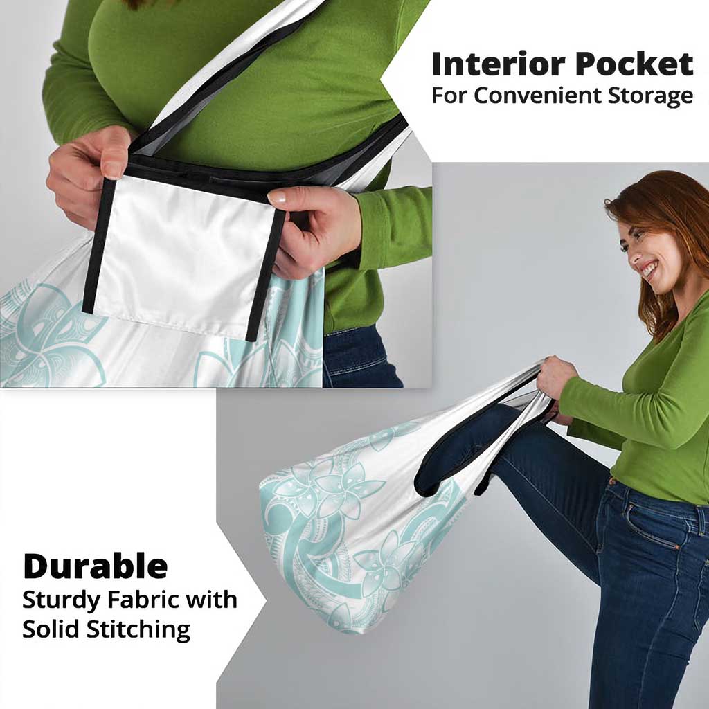 Polynesian Tribal Plumeria Lotu Tamaiti Grocery Bag Pastel Cyan - Polynesian Pride