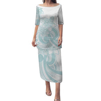 Polynesian Tribal Plumeria Lotu Tamaiti Puletasi Pastel Cyan - Polynesian Pride