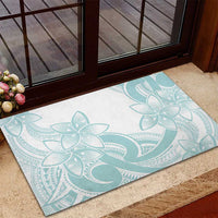 Polynesian Tribal Plumeria Lotu Tamaiti Rubber Doormat Pastel Cyan - Polynesian Pride