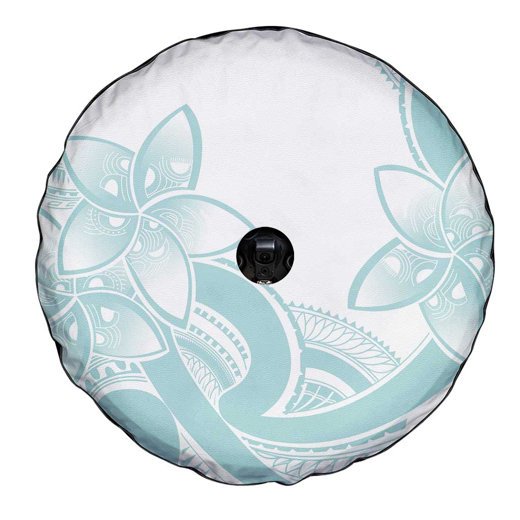 Polynesian Tribal Plumeria Lotu Tamaiti Spare Tire Cover Pastel Cyan - Polynesian Pride