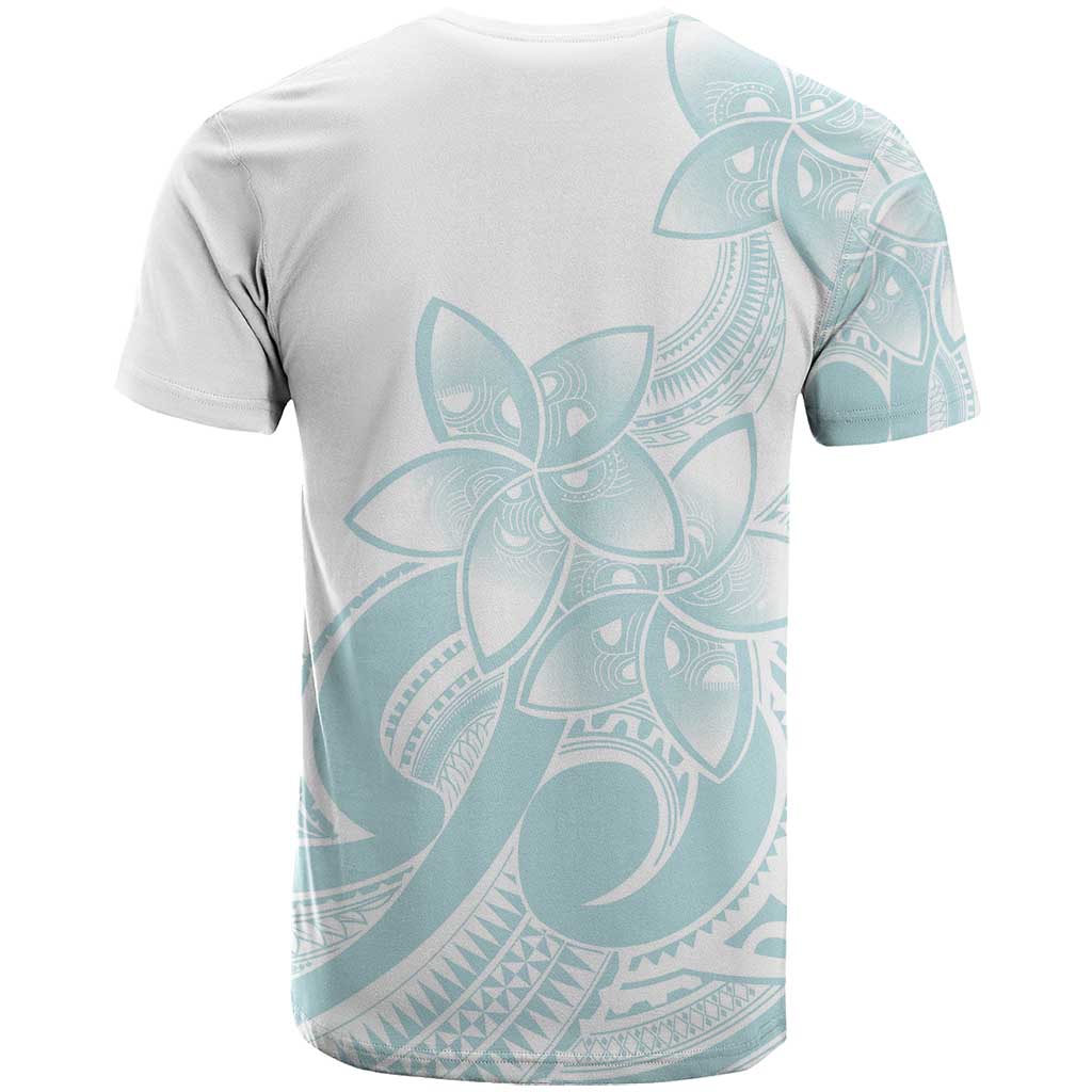 Polynesian Tribal Plumeria Lotu Tamaiti T Shirt Pastel Cyan - Polynesian Pride