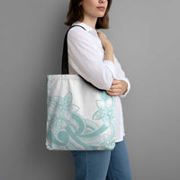 Polynesian Tribal Plumeria Lotu Tamaiti Tote Bag Pastel Cyan - Polynesian Pride