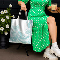 Polynesian Tribal Plumeria Lotu Tamaiti Tote Bag Pastel Cyan - Polynesian Pride