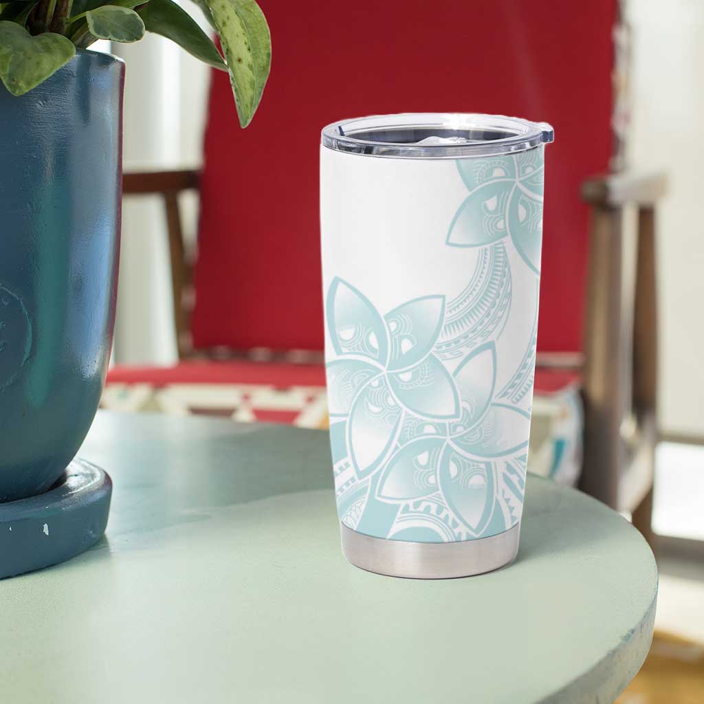Polynesian Tribal Plumeria Lotu Tamaiti Tumbler Cup Pastel Cyan - Polynesian Pride