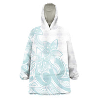 Polynesian Tribal Plumeria Lotu Tamaiti Wearable Blanket Hoodie Pastel Cyan - Polynesian Pride