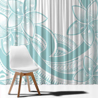 Polynesian Tribal Plumeria Lotu Tamaiti Window Curtain Pastel Cyan - Polynesian Pride