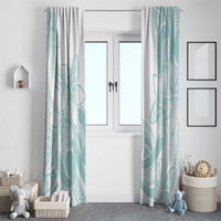 Polynesian Tribal Plumeria Lotu Tamaiti Window Curtain Pastel Cyan - Polynesian Pride