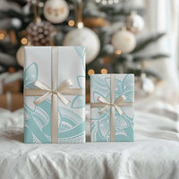 Polynesian Tribal Plumeria Lotu Tamaiti Wrapping Paper Pastel Cyan - Polynesian Pride