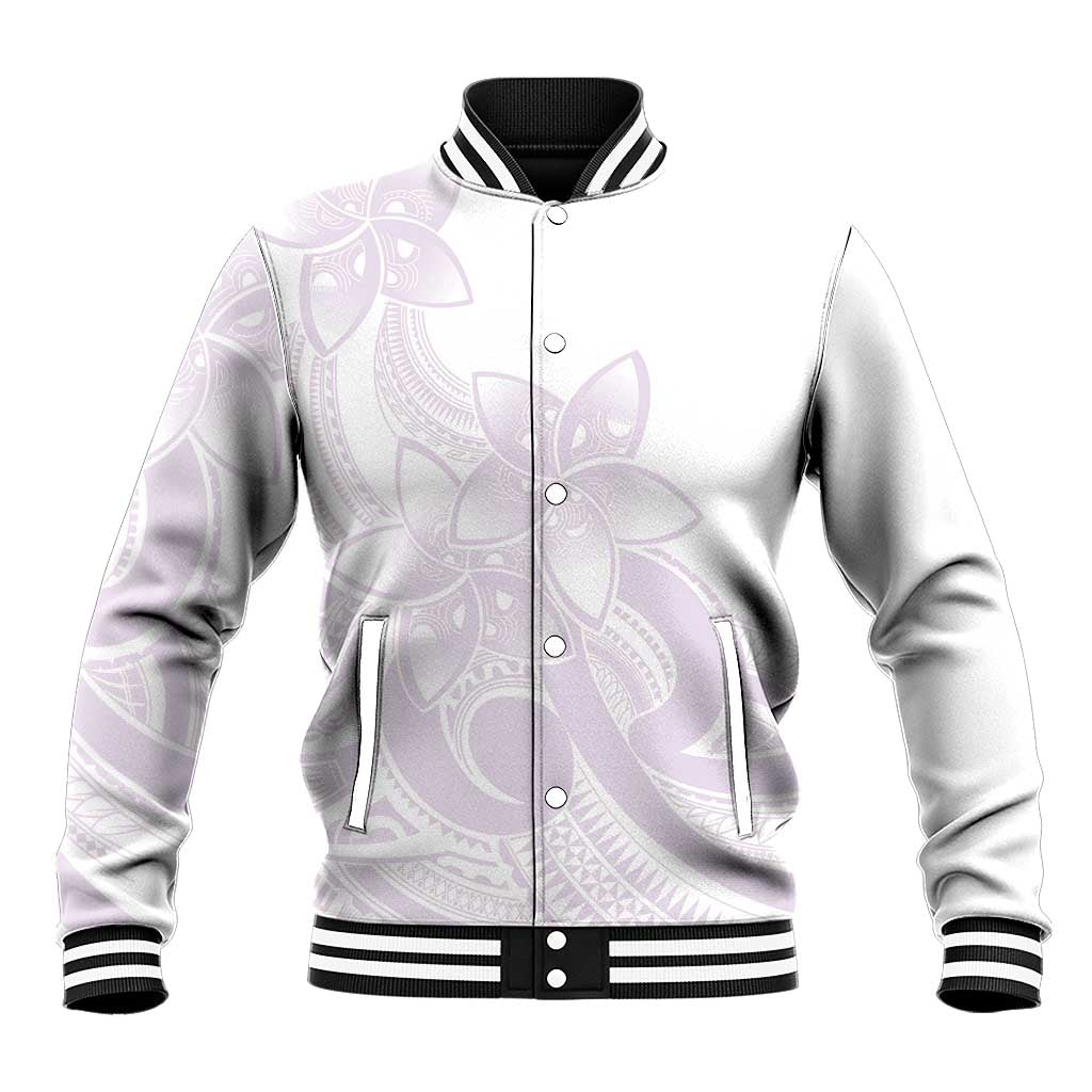 Polynesian Tribal Plumeria Lotu Tamaiti Baseball Jacket Pastel Mauve - Polynesian Pride