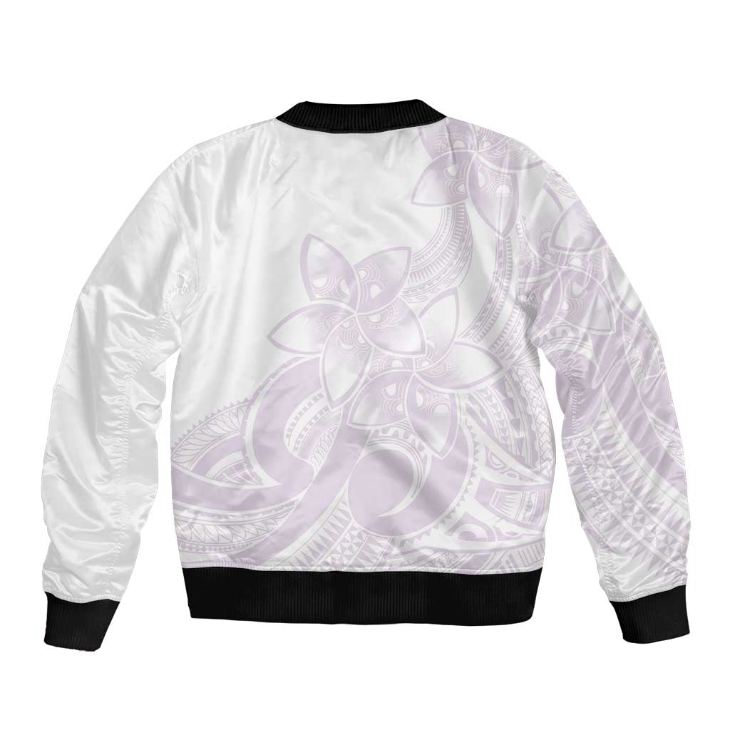 Polynesian Tribal Plumeria Lotu Tamaiti Bomber Jacket Pastel Mauve - Polynesian Pride