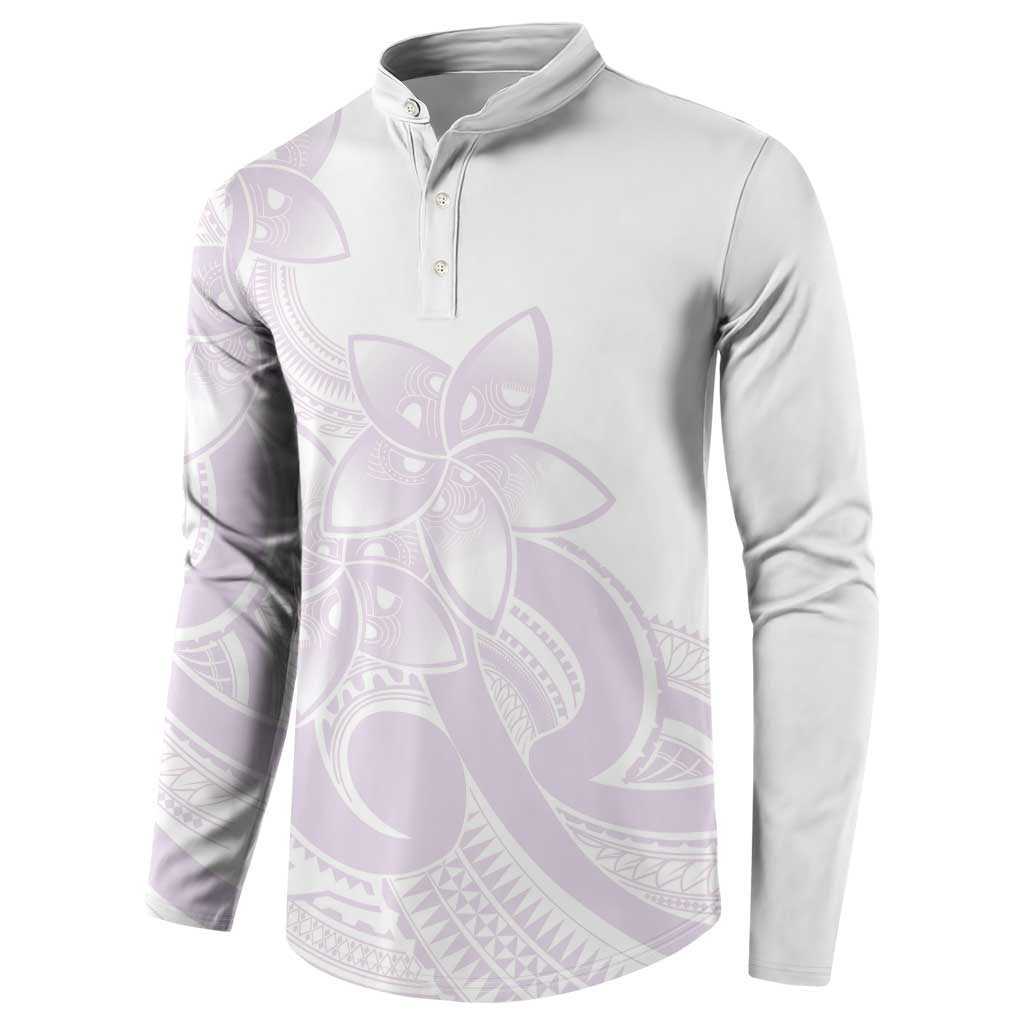 Polynesian Tribal Plumeria Lotu Tamaiti Button Sweatshirt Pastel Mauve - Polynesian Pride