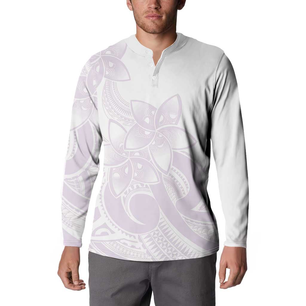 Polynesian Tribal Plumeria Lotu Tamaiti Button Sweatshirt Pastel Mauve - Polynesian Pride