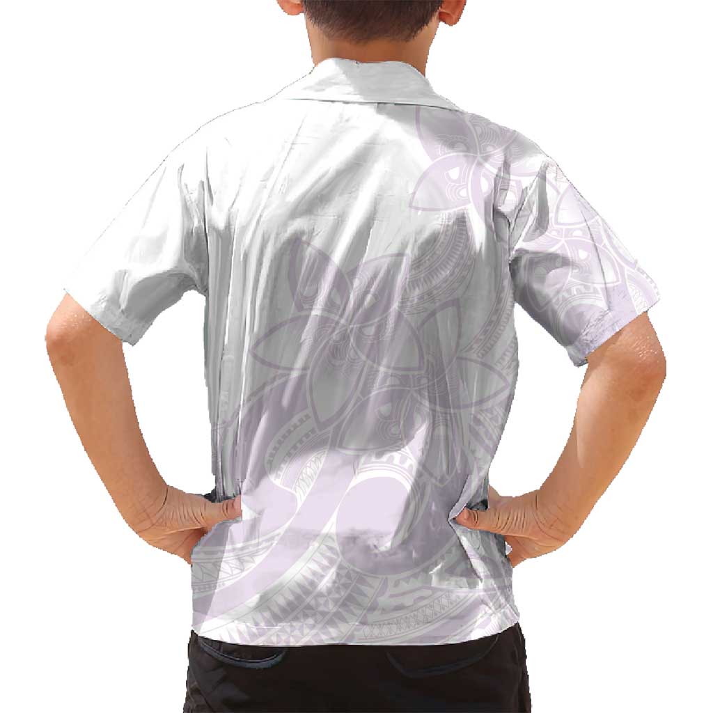 Polynesian Tribal Plumeria Lotu Tamaiti Family Matching Long Sleeve Bodycon Dress and Hawaiian Shirt Pastel Mauve - Polynesian Pride