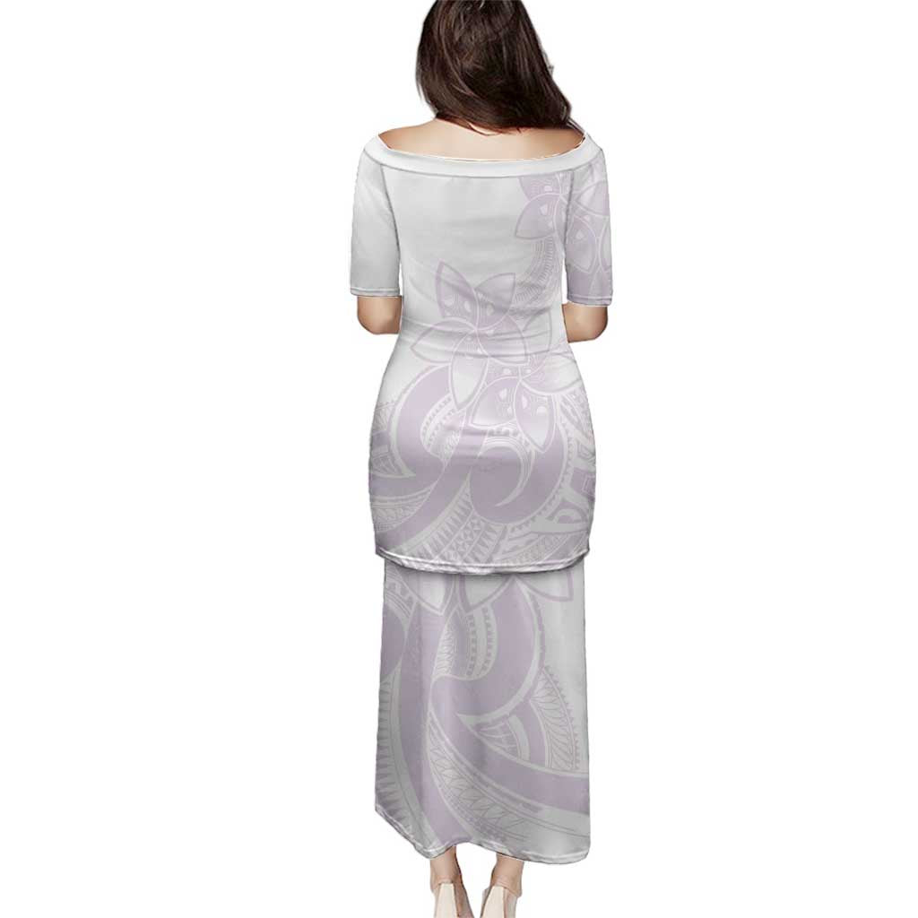 Polynesian Tribal Plumeria Lotu Tamaiti Family Matching Puletasi and Hawaiian Shirt Pastel Mauve - Polynesian Pride