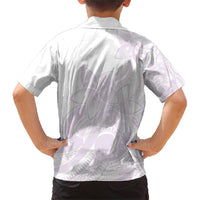 Polynesian Tribal Plumeria Lotu Tamaiti Family Matching Short Sleeve Bodycon Dress and Hawaiian Shirt Pastel Mauve - Polynesian Pride