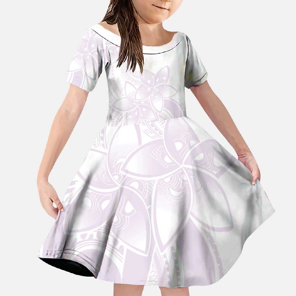 Polynesian Tribal Plumeria Lotu Tamaiti Family Matching Short Sleeve Bodycon Dress and Hawaiian Shirt Pastel Mauve - Polynesian Pride