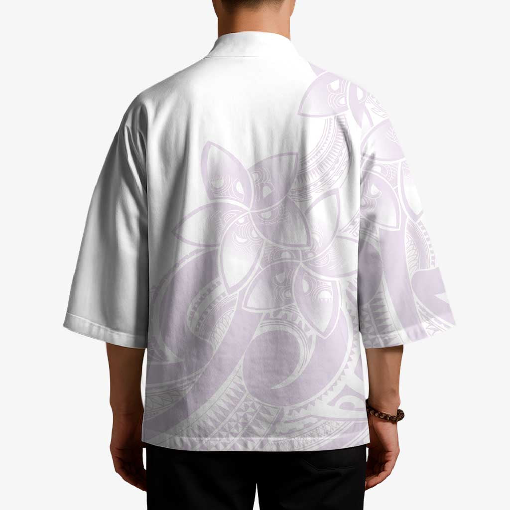 Polynesian Tribal Plumeria Lotu Tamaiti Kimono Pastel Mauve - Polynesian Pride
