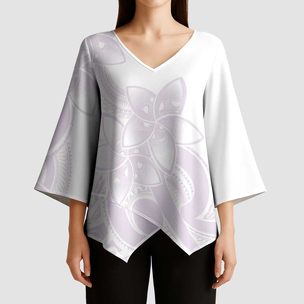Polynesian Tribal Plumeria Lotu Tamaiti Kimono Sleeve Blouse Pastel Mauve - Polynesian Pride