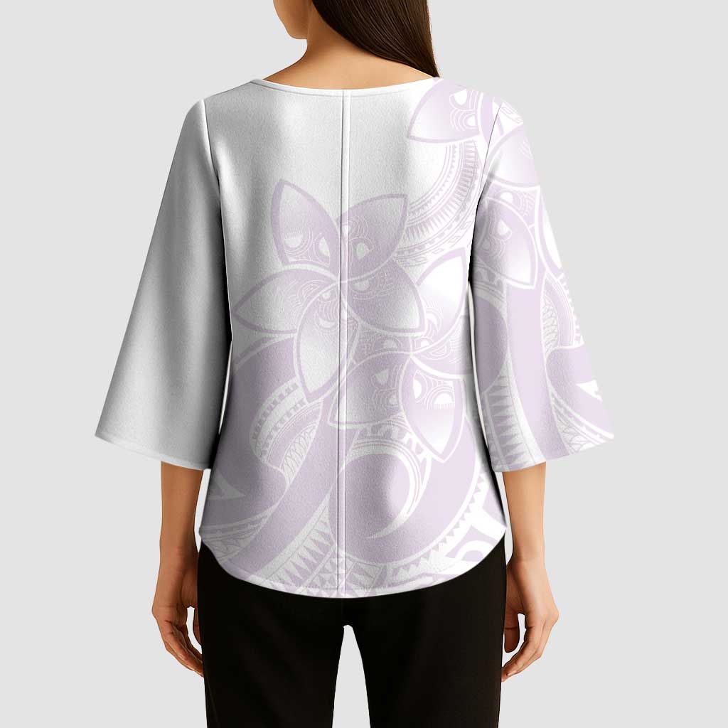 Polynesian Tribal Plumeria Lotu Tamaiti Kimono Sleeve Blouse Pastel Mauve - Polynesian Pride