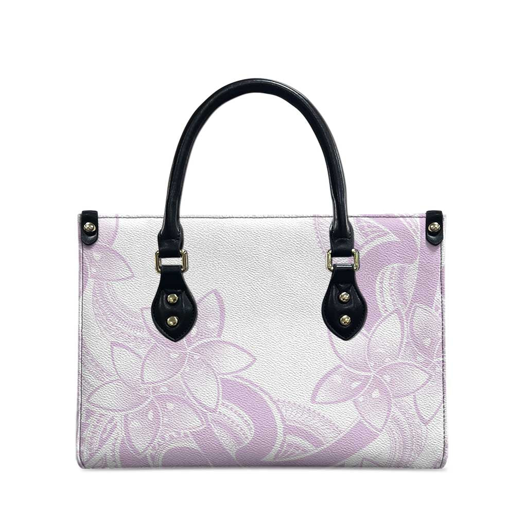 Polynesian Tribal Plumeria Lotu Tamaiti Leather Bag Pastel Mauve - Polynesian Pride