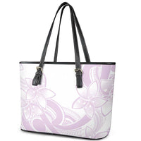 Polynesian Tribal Plumeria Lotu Tamaiti Leather Tote Bag Pastel Mauve - Polynesian Pride