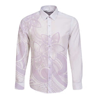 Polynesian Tribal Plumeria Lotu Tamaiti Long Sleeve Button Shirt Pastel Mauve - Polynesian Pride
