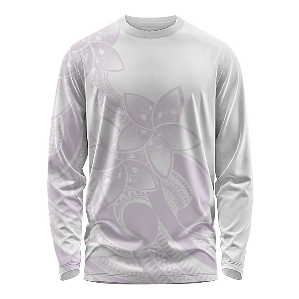 Polynesian Tribal Plumeria Lotu Tamaiti Long Sleeve Shirt Pastel Mauve - Polynesian Pride