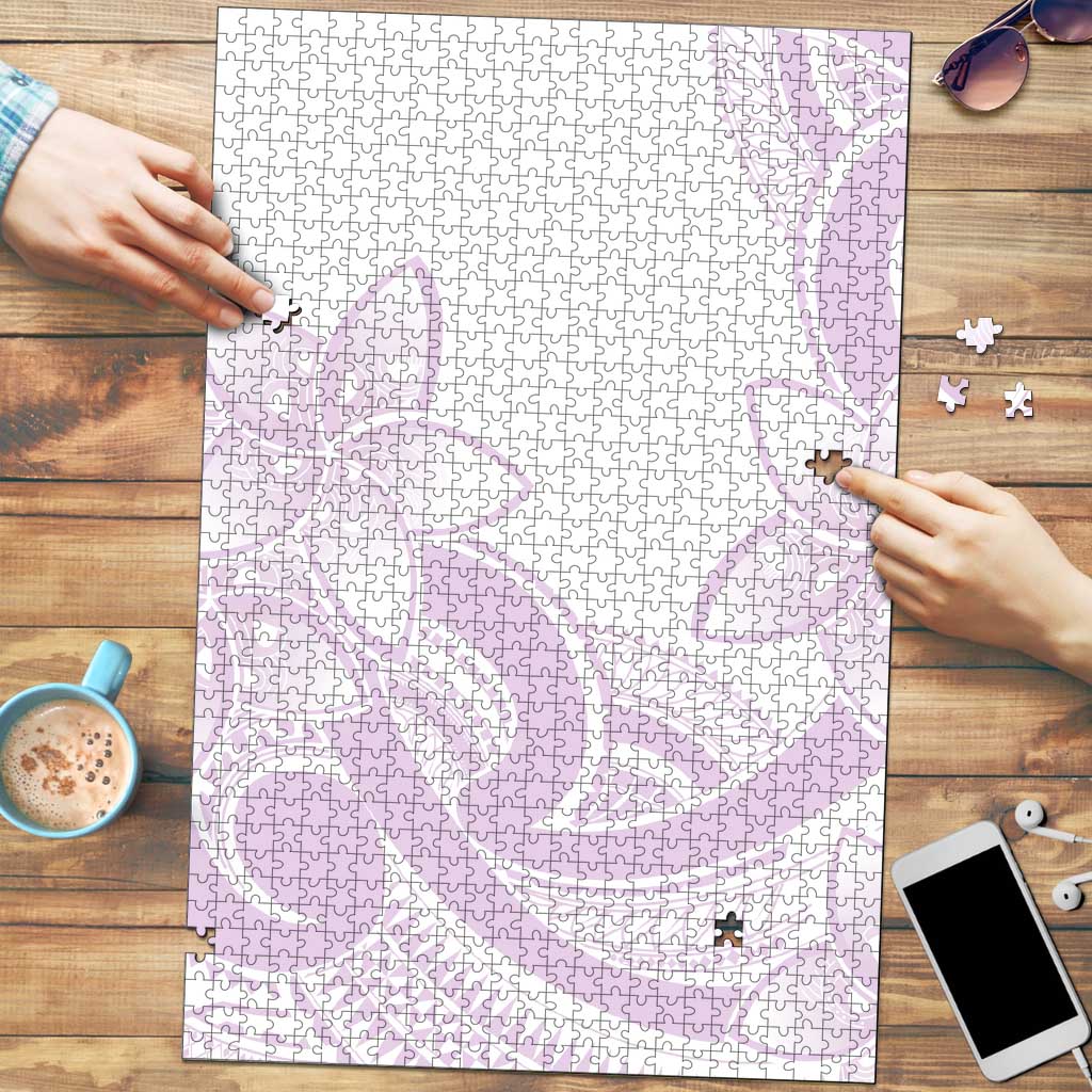 Polynesian Tribal Plumeria Lotu Tamaiti Puzzle Pastel Mauve - Polynesian Pride