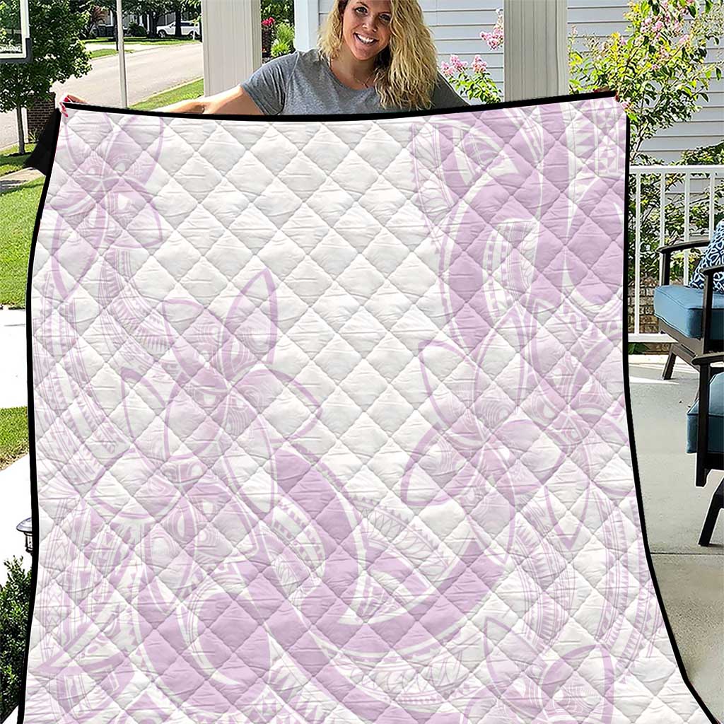 Polynesian Tribal Plumeria Lotu Tamaiti Quilt Pastel Mauve - Polynesian Pride
