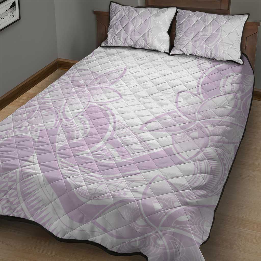 Polynesian Tribal Plumeria Lotu Tamaiti Quilt Bed Set Pastel Mauve - Polynesian Pride