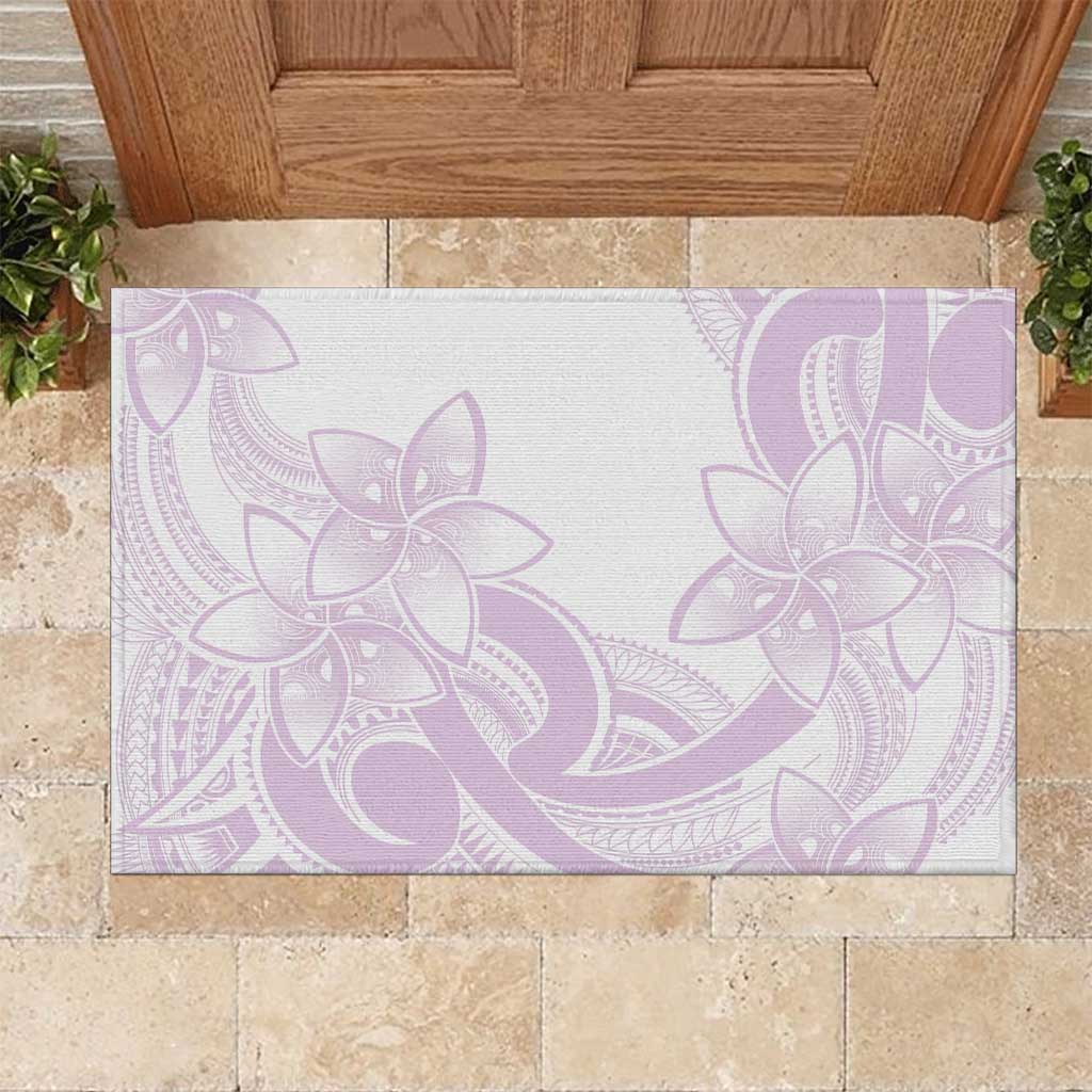 Polynesian Tribal Plumeria Lotu Tamaiti Rubber Doormat Pastel Mauve - Polynesian Pride
